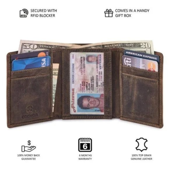 New Real Leather Wallet for Men Moss Green - Picture 5 of 7